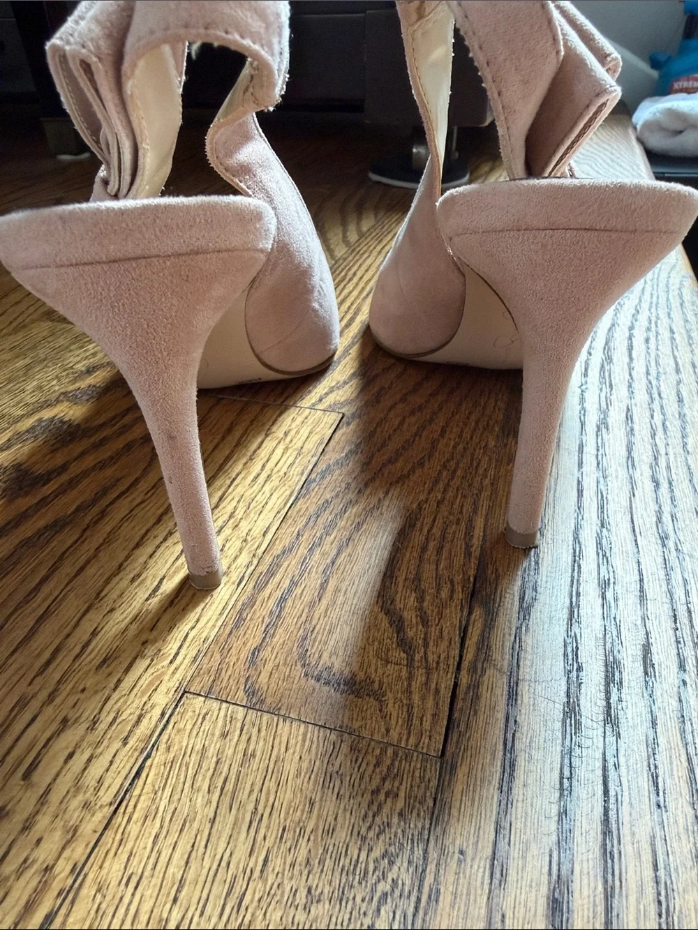 Jessica Simpson Blush Pink Suede Pointed-Toe Slingback Heels with Bow Sz 8.5